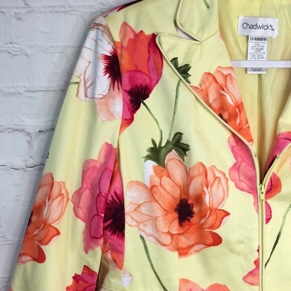 Chadwick's Blazer‎ Womens 8 Petite Yellow Floral Spring Colorful Gardencore - Picture 3 of 9